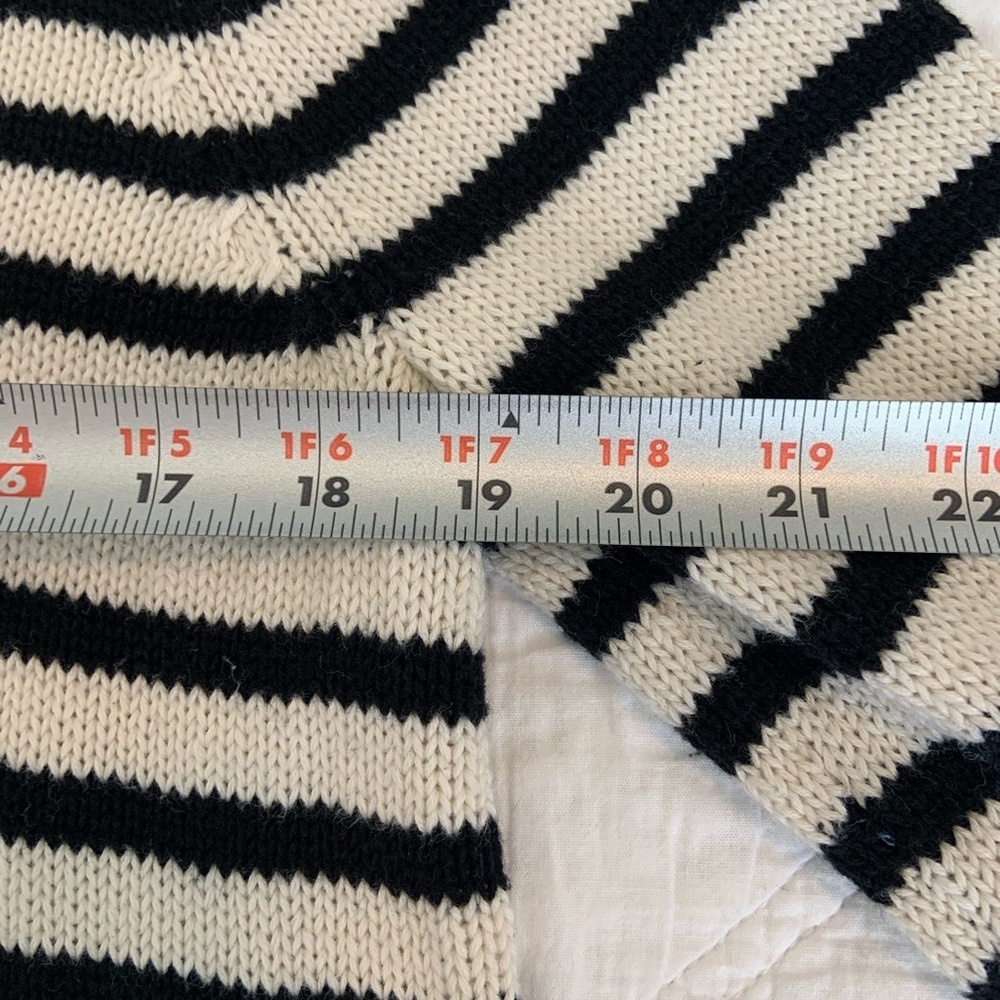 Marled Black and White Crew Neck Sweater‎ with Nautical Stripes Size M - Picture 7 of 12